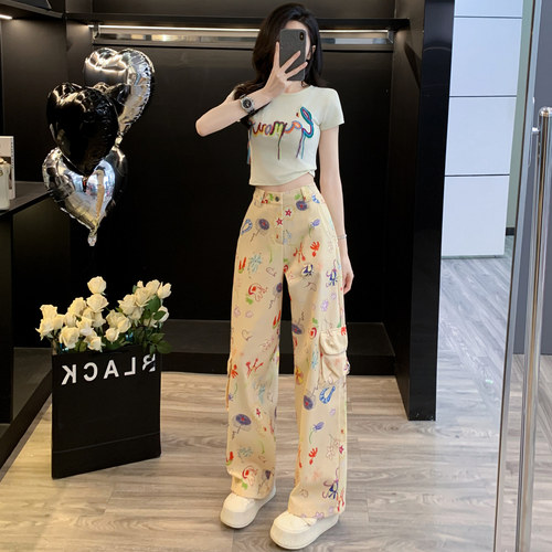 休闲套装女夏显瘦刺绣短袖工装牛仔裤两件套减龄穿搭一整套高级感