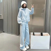 高级感休闲运动套装 韩系一整套穿搭连帽加绒卫衣两件套 女秋冬季