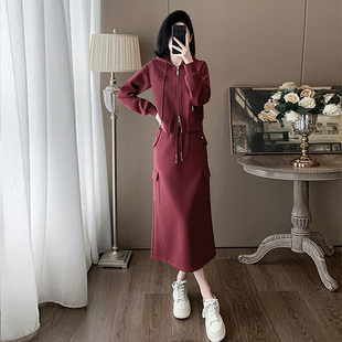 半身套裙减龄穿搭一整套 连帽卫衣工装 高级感休闲运动套装 女春秋季