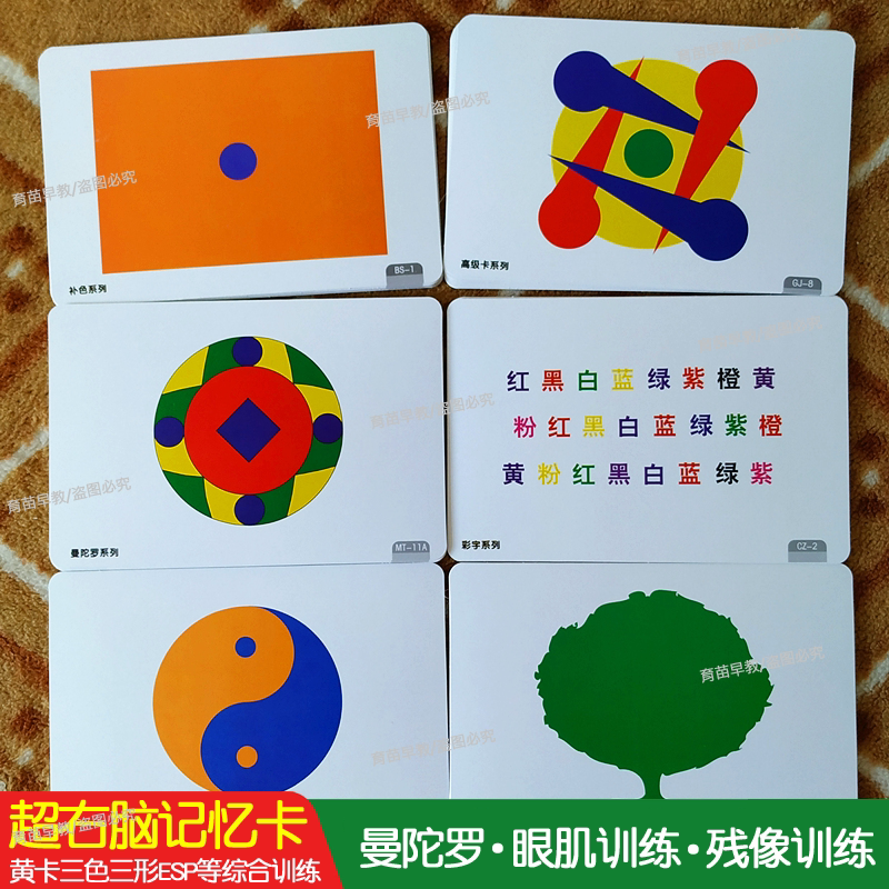 七田 真早教全右脑记忆开发眼肌残像速读训练曼陀罗黄卡esp注意力