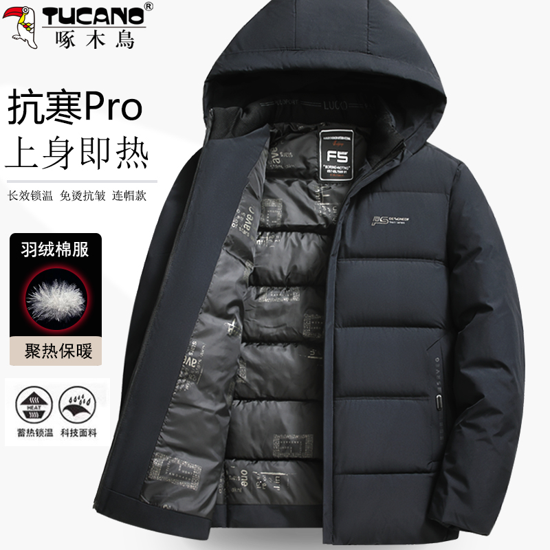 加绒加厚冬季脱卸帽羽绒棉服