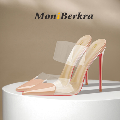 夏季新款爱心透明红底高跟凉拖鞋