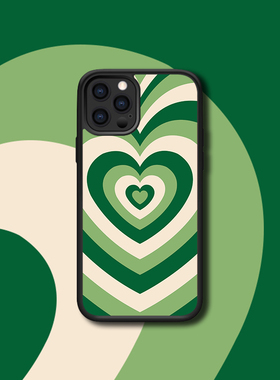 绿色渐变爱心适配iPhone12/13小众清新欧美风苹果XR/XS MAX手机壳