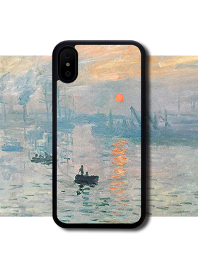 莫奈日出印象适配iPhone XR/8p/11P美术油画苹果XS MAX手机壳华为17Pro保护壳16全包边15创意13