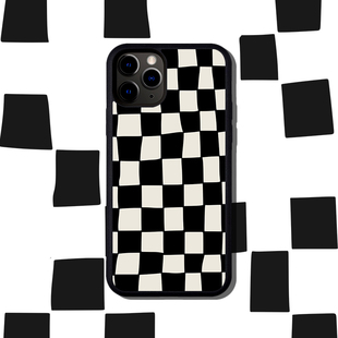 法式简约黑白格iPhone12/XR/8适配棋盘格艺术苹果11Pro MAX手机壳创意17Pro高级感16pro男女同款