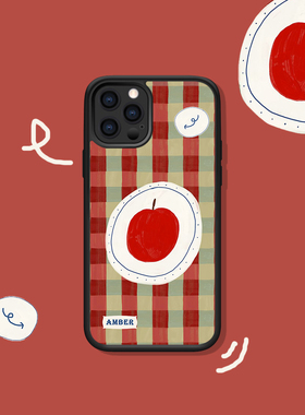 苹果篮子红色格纹适用于iphone16Pro MAX/15/14卡通水果复古风苹果华为Mate60小米OPPO一加vivo手机壳