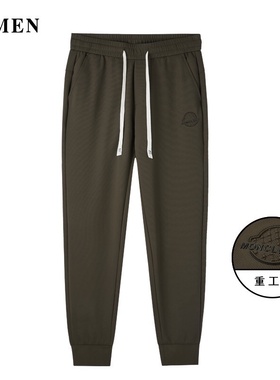 VMEN威曼春夏季薄针织罗口裤男潮流小脚束腿裤咖色休闲裤潮K52901