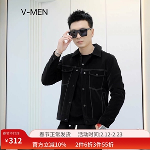 VMEN威曼皮衣外套男帅气休闲短款机车PU皮夹克上衣潮流翻领J232