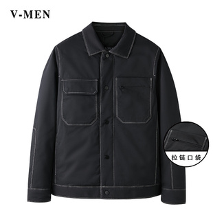 VMEN威曼夹克式羽绒服男士翻领80白鸭绒保暖韩版休闲外套V021W129