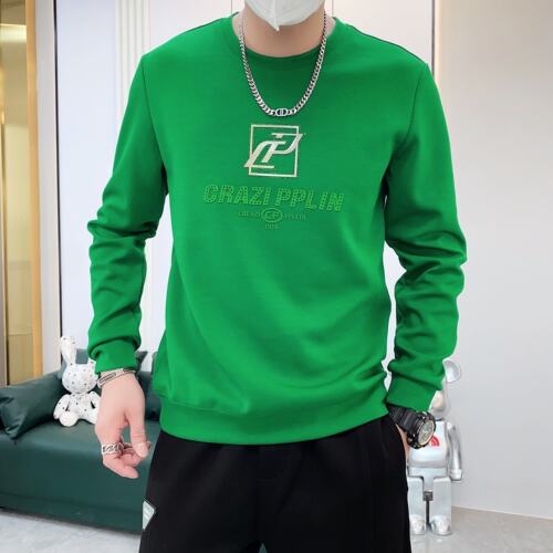 绿色VMEN时尚卫衣圆领套头修身潮