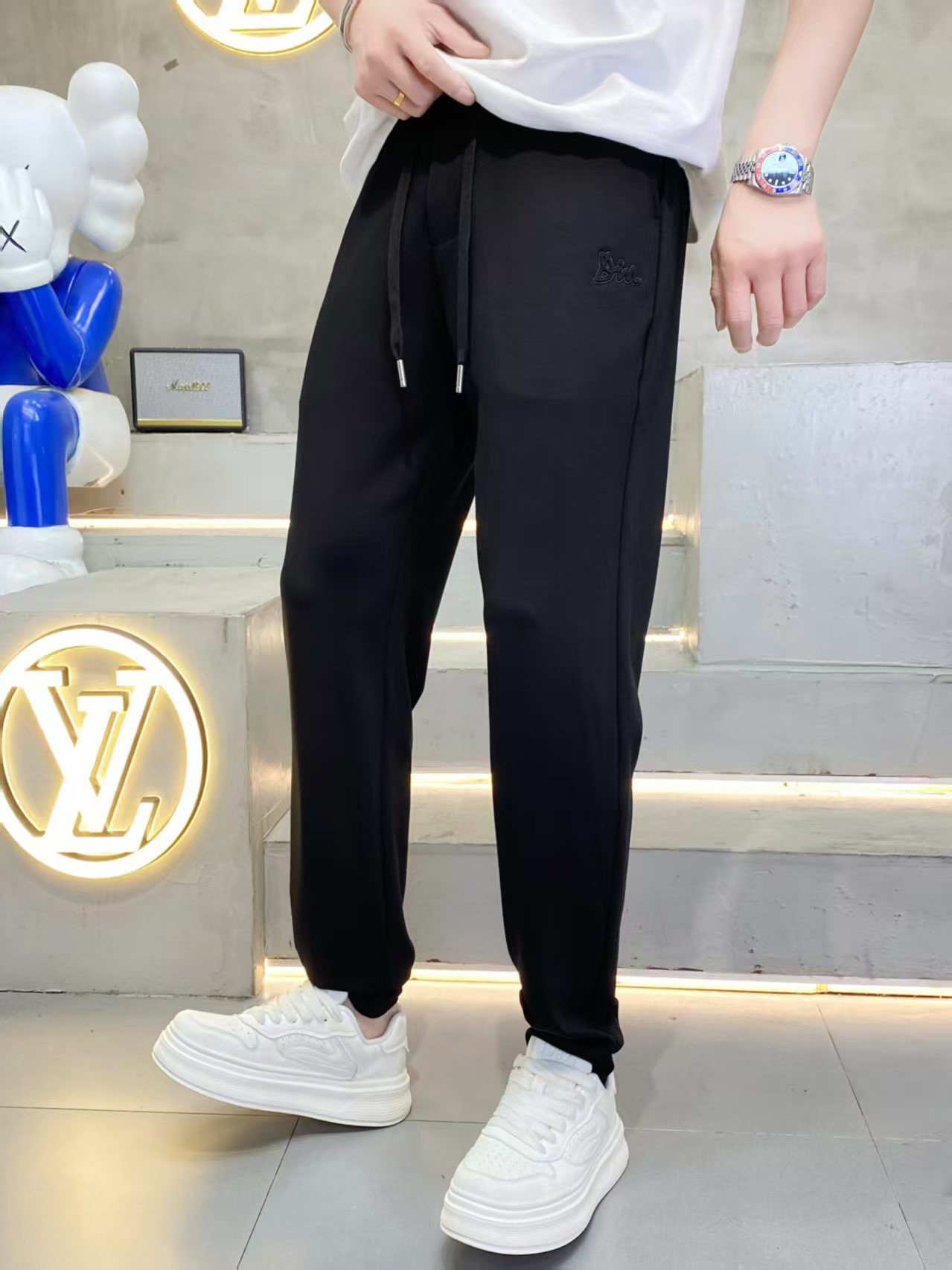 VMEN 2026春夏新款时尚潮流休闲裤男士修身运动罗口束脚长裤子