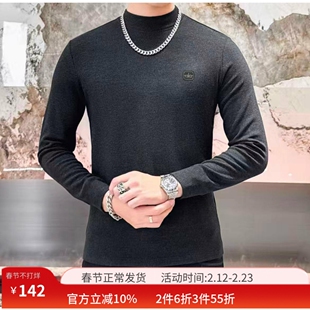 VMEN威曼男士打底衫2025新款冬季双面绒长袖T恤半高领休闲卫衣