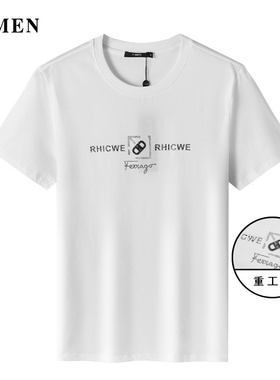 VMEM威曼男装圆领新款休闲短袖T恤字母多色修身上衣简约百搭T618