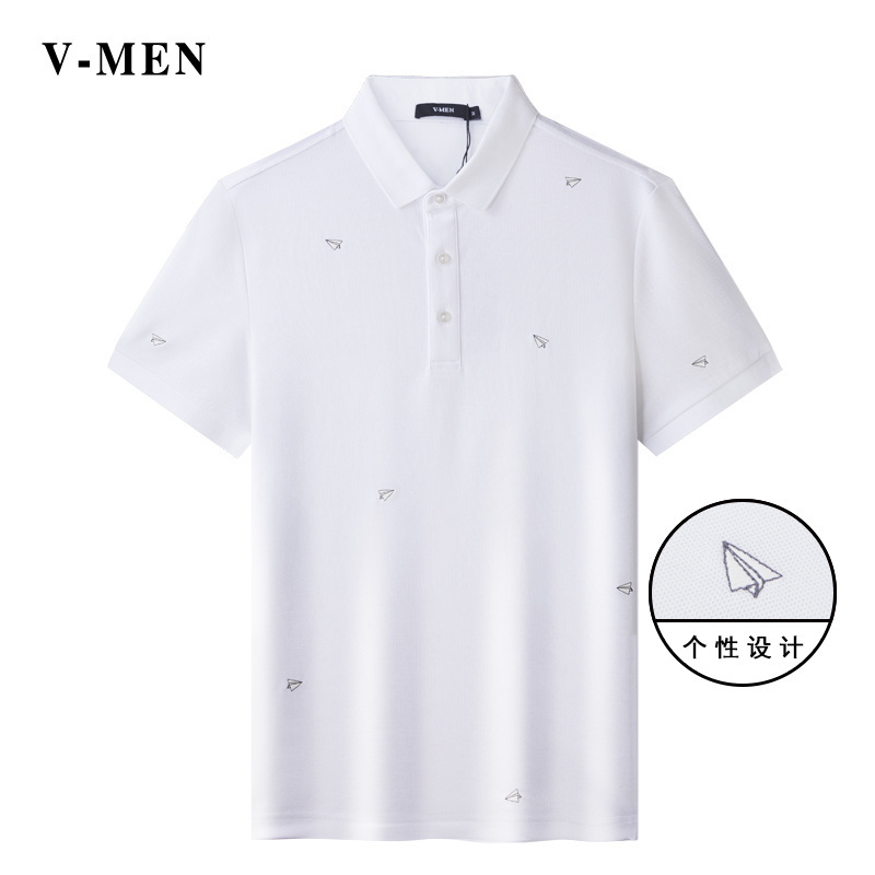 威曼夏季短袖休闲刺绣T恤翻领