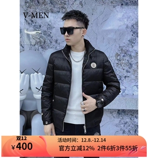 潮流立领徽章90白鸭绒保暖外套 新款 VMEN威曼短款 羽绒服男2023冬季