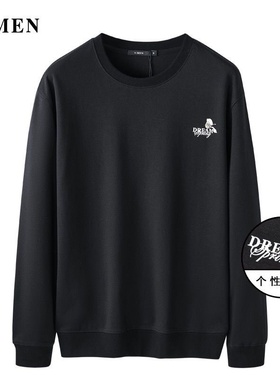 VMEN威曼新款后背个性印花套头男士圆领长袖黑色休闲卫衣V021W151