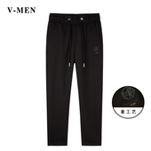 白搭松紧收腰裤 子8107 男士 修身 弹力直筒 VMEN秋冬直筒休闲长裤