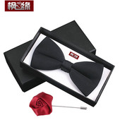 bow 伴郎结婚礼蝴蝶结领结 纯黑色休闲商务正装 tie 男女士