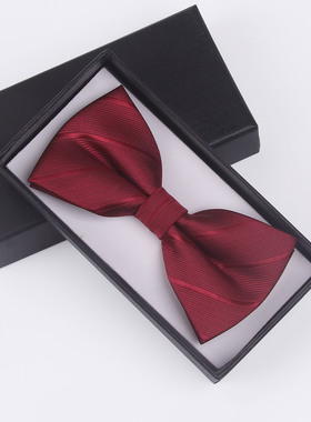 酒红色深蓝色斜纹男女婚礼服兄弟伴郎团正装演出蝴蝶领结 bow tie