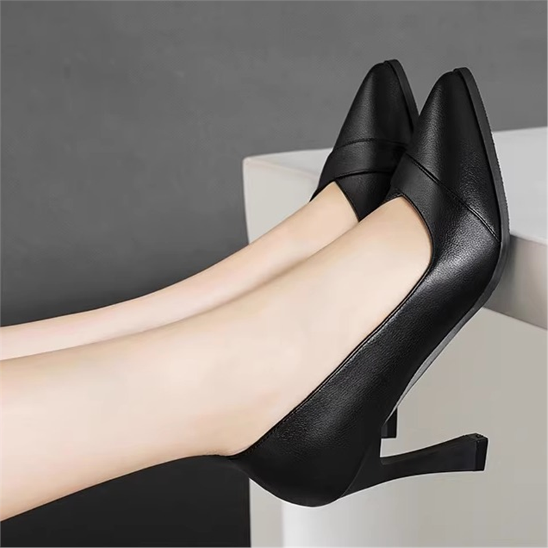 意尔康真牛皮2025新款春夏季真皮高跟尖头单鞋女细跟正装上班职业,女鞋,浅口单鞋,淘宝优惠券,粉丝福利购,淘宝优惠卷