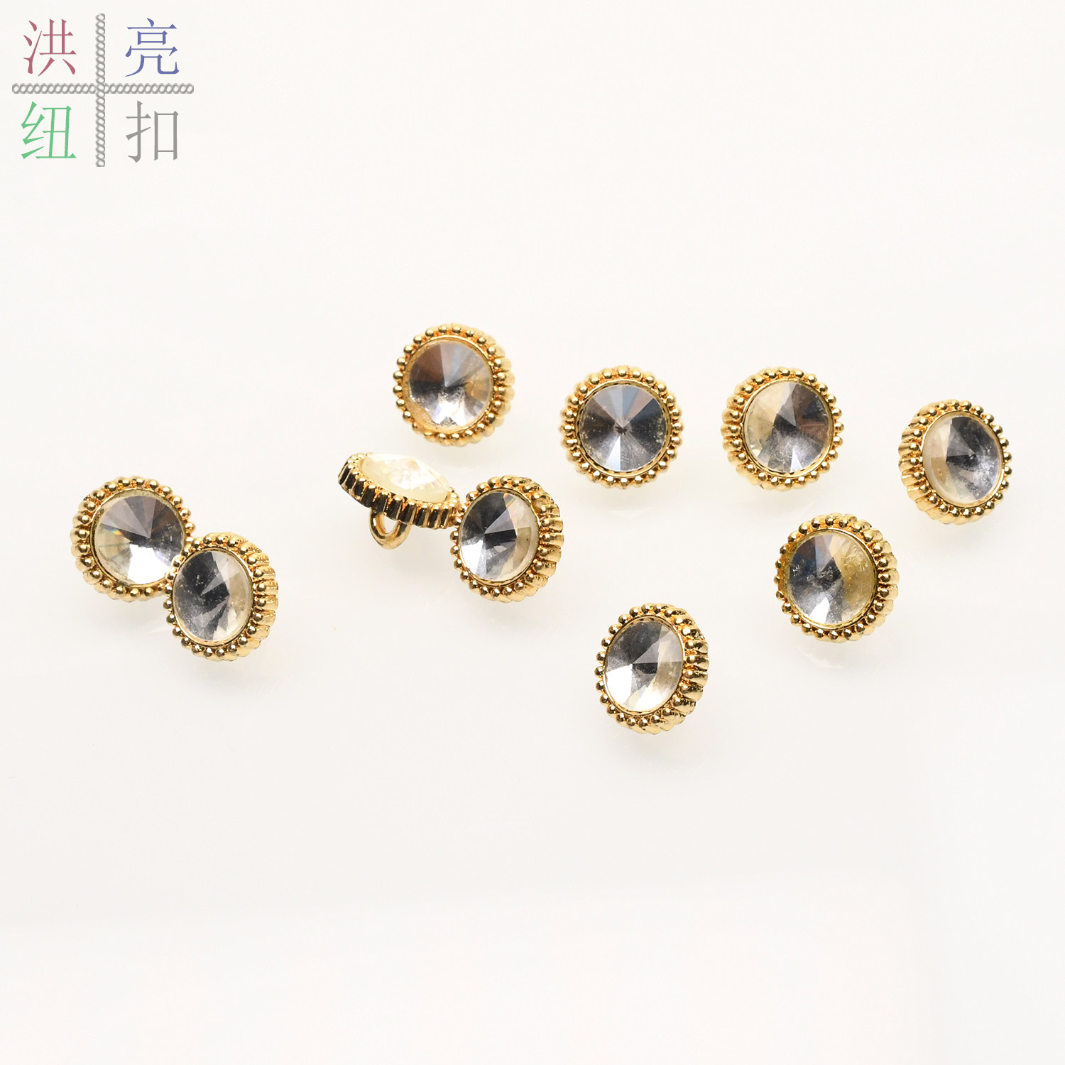 洪亮纽扣高档金色镶钻百搭扣子