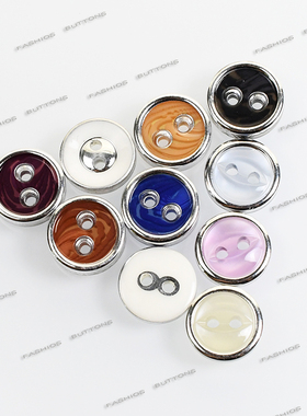 时尚猫眼银边衬衫扣子百搭白色衬衣扣雪纺开衫纽扣粉色黑色小钮扣