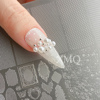美甲印花板蕾丝转印钢板波点网婚甲模板精细花纹