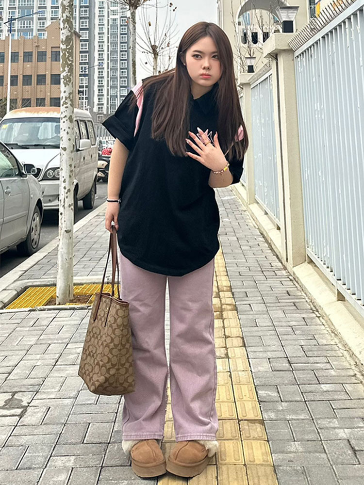 플러스 사이즈 여성 지방 MM 300 파운드 검정 반팔 티셔츠 여성 여름 미국 복고풍 반팔 폴로 셔츠 루즈 탑