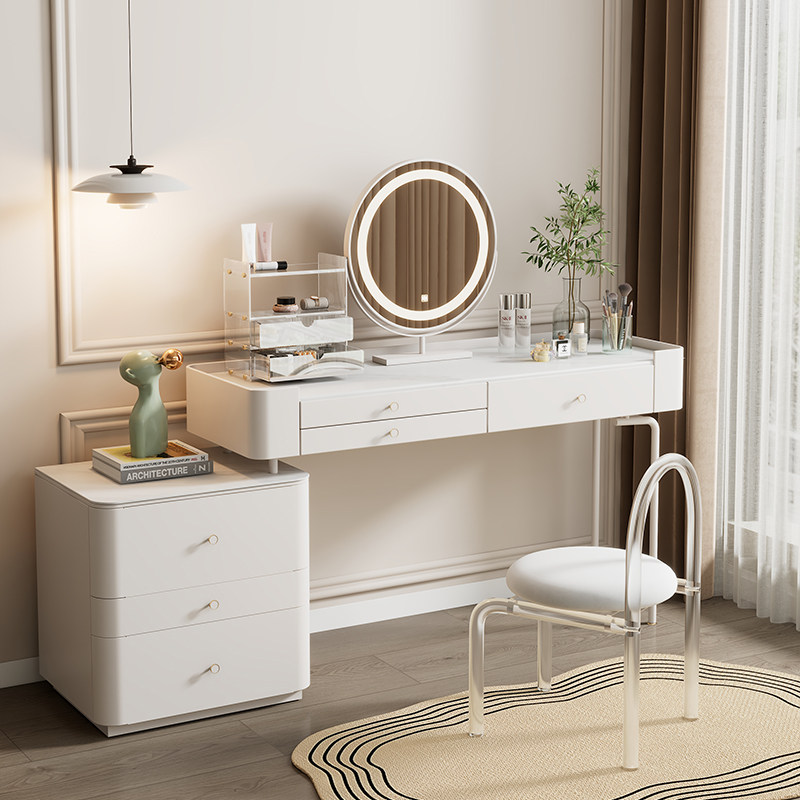 梳妆台卧室现代简约网红轻奢斗柜一体小户型奶油风主卧化妆桌书桌
