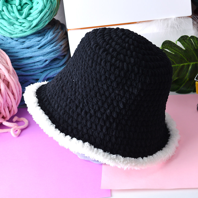 HAND-WOVEN COARSE WOOL ICE STRIP LINE FEMALE FISHERMAN HAT CHILDRENS WINTER WARM HAT DIY MATERIAL PACKAGE DELIVERY TUTORIAL