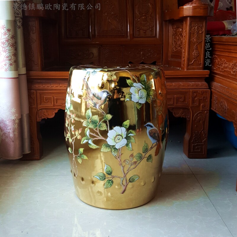 Modern Chinese Gold-plated Flower ceramics Dressing stool Stool cooling stool American style Drum stool a living room sofa Side table Decorationin the Residential furniture , Class Seats , Stools , Dressing stool  category - from Buy2taobao.com to provide professional Taobao agent buy service