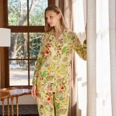 睡衣家居服套装 女士休闲开衫 可外穿 长袖 双层纱纯棉睡衣女春夏季