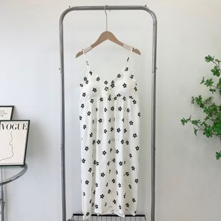 夏季吊带裙带胸垫女家居服小碎花连衣裙防凸点甜美纯欲风少女睡裙