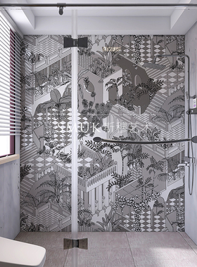 卫生间装饰画自粘免打孔防水浴室免钉挂画洗手间厕所自贴抽象壁画