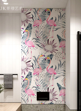 侘寂风北欧洗手间浴室卫生间装饰自粘贴挂画免打孔防水壁画定制