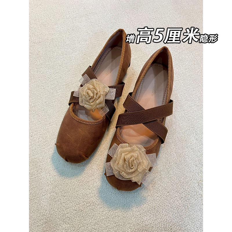 羊皮版山茶花增高晚晚温柔单鞋女
