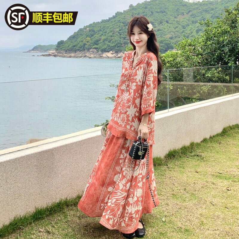 波西米亚风宽松套装裙