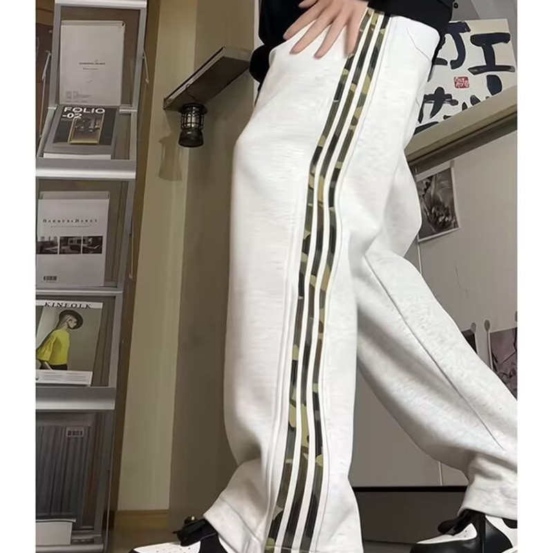 280G美式条纹拼色阔腿长裤男垂坠感卫裤直筒宽松运动裤高街休闲裤,男装,休闲裤,淘宝优惠券,粉丝福利购,淘宝优惠卷