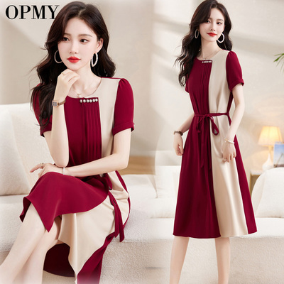 OPMY高端桑蚕丝连衣裙夏季新款女