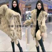 新款 韩版 时尚 欧货天使之翼2024冬季 羽绒服女大毛领中长款 加厚外套