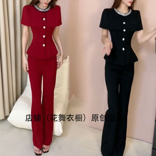 时尚套装女夏季短袖上衣洋气减龄显瘦遮肉两件套收腰时尚个性洋气