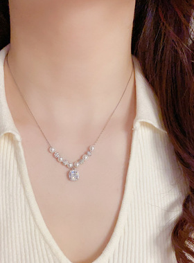 轻奢高级感超闪玻璃珠串钻球项链