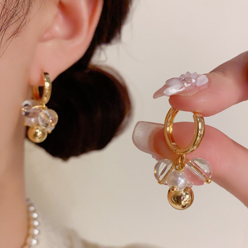 轻奢高级感金属球球流苏耳扣新中式时尚简约耳环女气质百搭耳饰