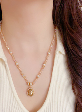 新中式轻奢串珠锆石葫芦项链