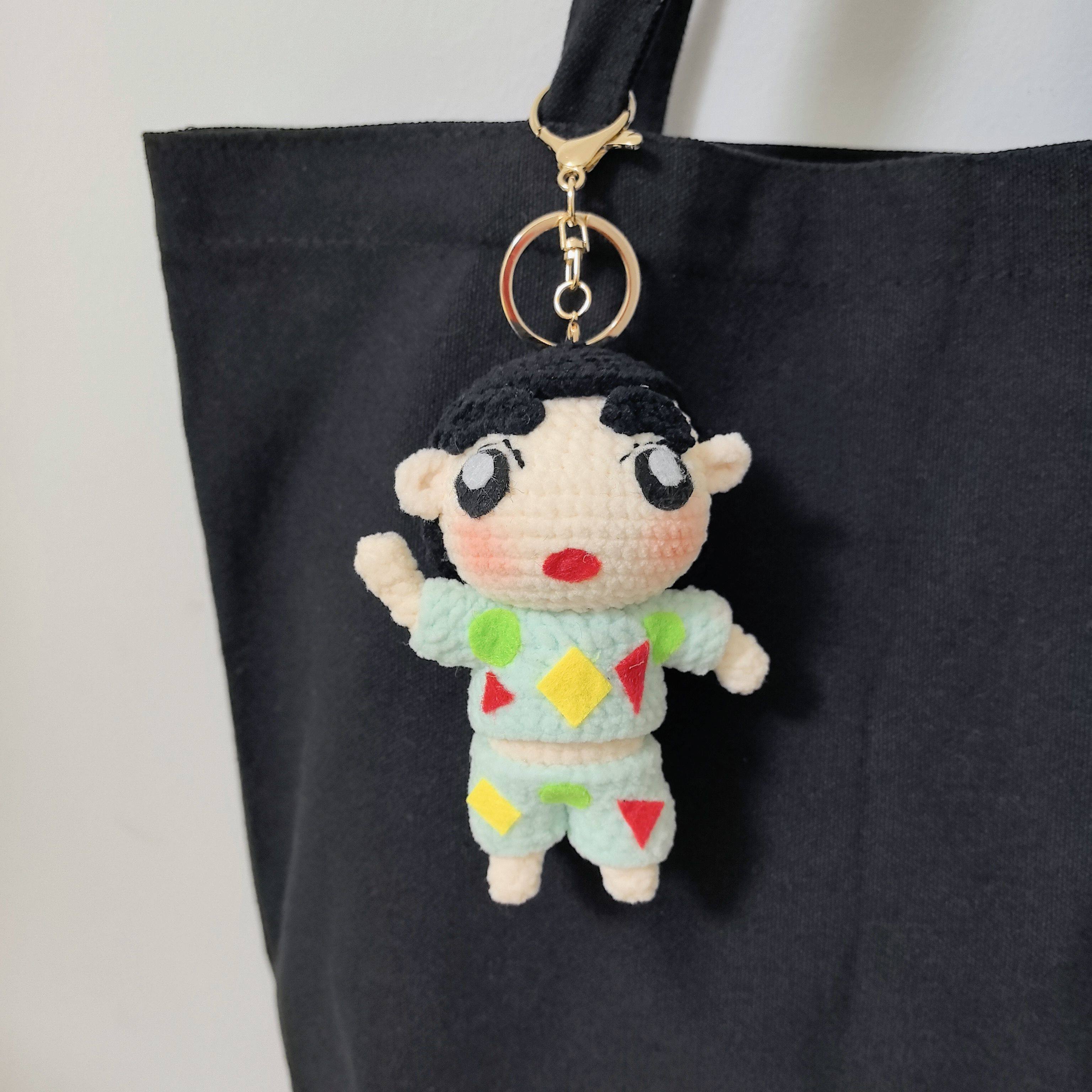 现货 蜡笔小新小白玩偶公仔挂件毛线DIY卡通动漫人物送朋友礼物