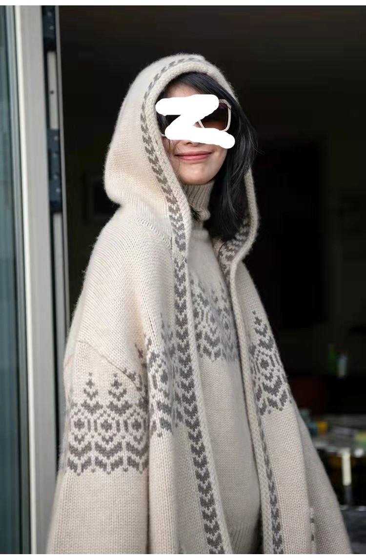 100%山羊绒提花毛衣/连帽外套