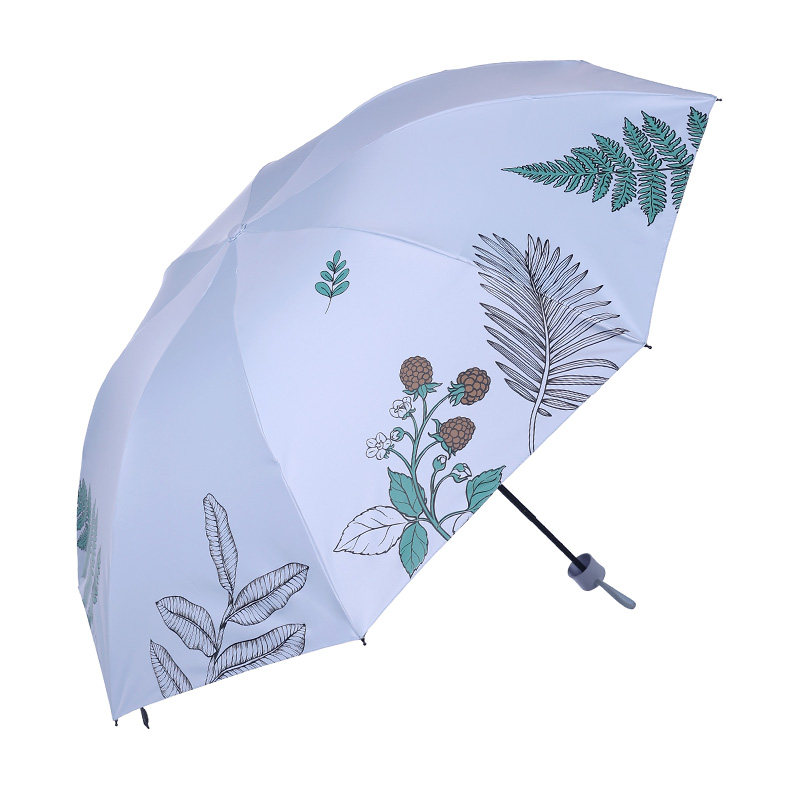 天堂伞2026年新款黑胶防晒防紫外遮阳伞印花三折叠伞钢骨便携雨伞