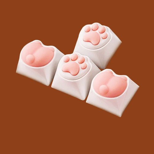 猫爪键帽个性单个颗猫屁屁硅胶