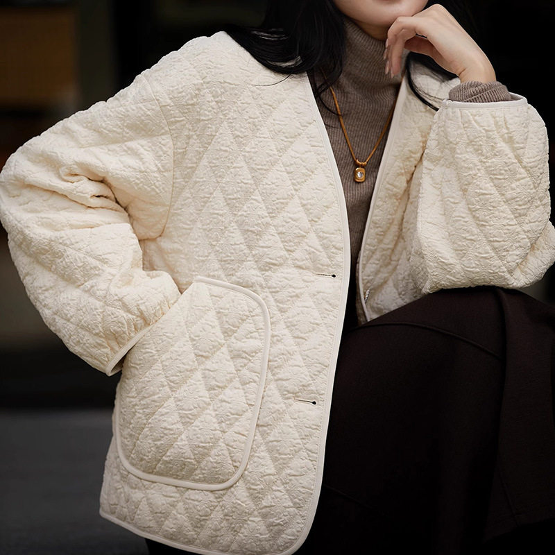 菱形格子 轻薄百搭叠穿棉服 短棉衣/棉服
