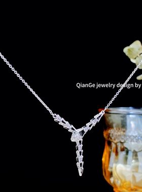 丽绮美 轻奢微镶锆石滴釉蛇形项链 欧美时尚精致百搭高级感锁骨链